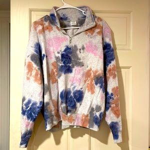 Pink Victoria secret grey tie dye quarter zip sweatshirt